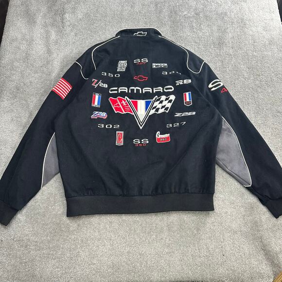 Vintage Chevrolet Camaro Embroidered Racing Jacket Size XL JH Design Button Up